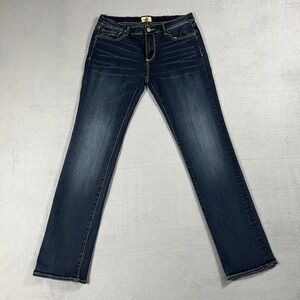 Driftwood Jeans Womens 29 Blue Audrey Straight Mid Rise Dark Wash Stretch Denim